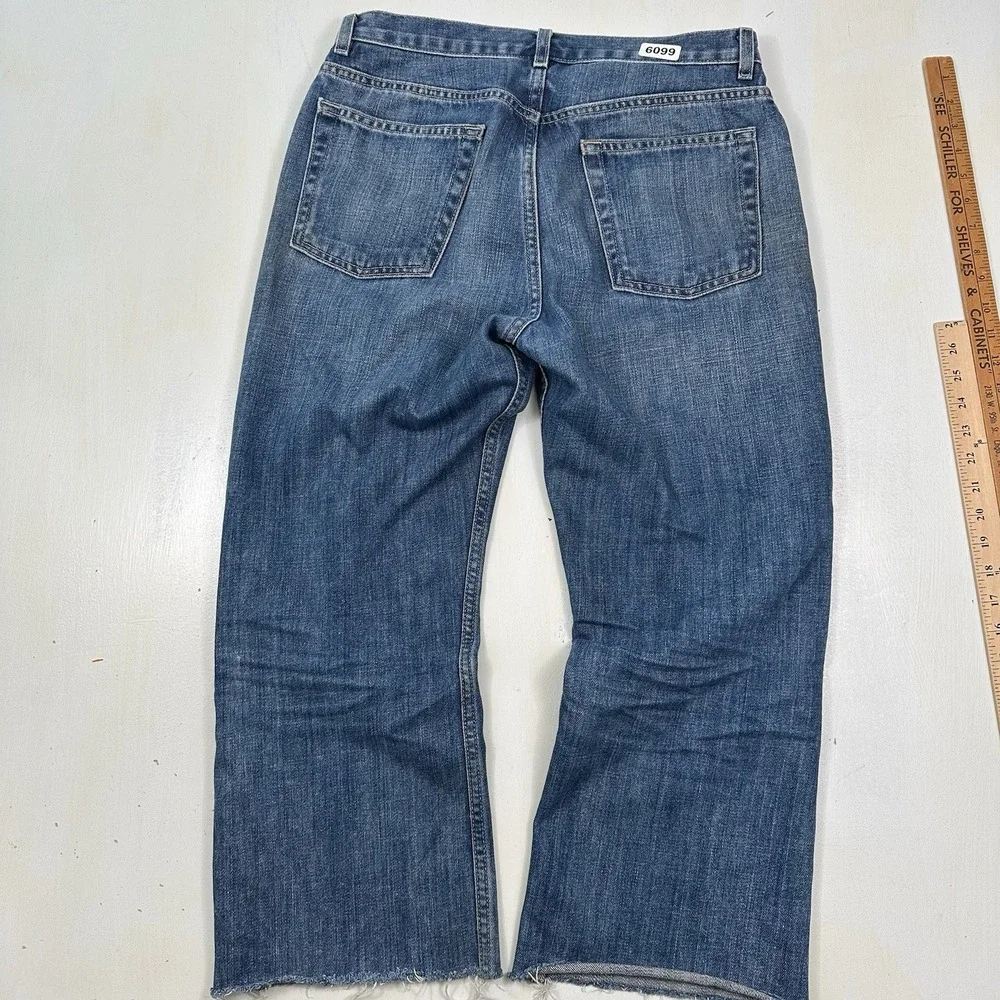 VTG‎ Y2K Banana Republic BootCut Jeans Men Actual 31x24 Blue Raw Hem Button Fly